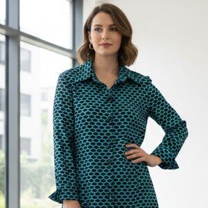 Sole Dione Studio Jacket Turquoise Black Boho Texture M/L